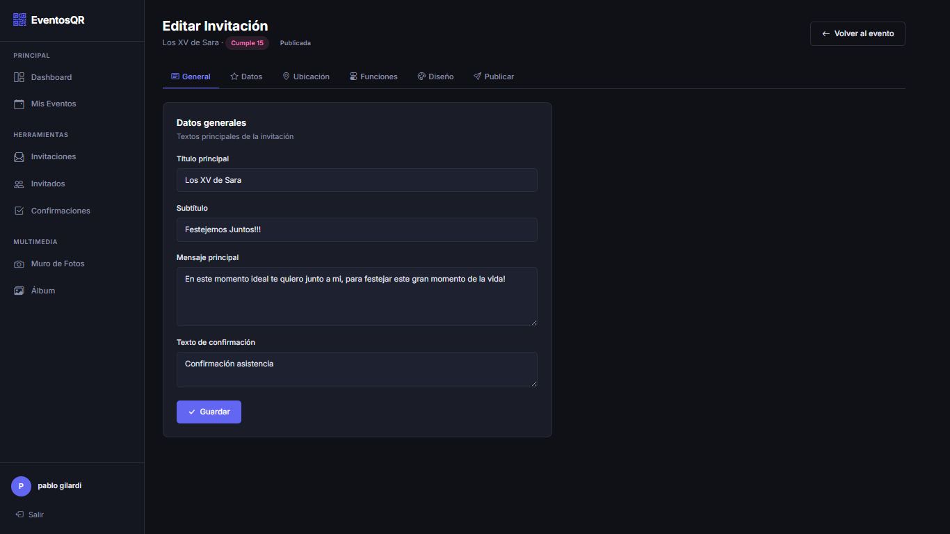 Configurar invitación